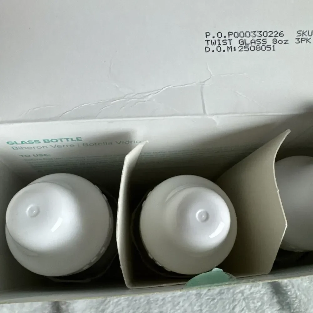 Evenflo Classic Glass Standard Neck 3 Pack 8oz Baby Bottles Slow Flow Nipple Cap - Picture 7 of 9